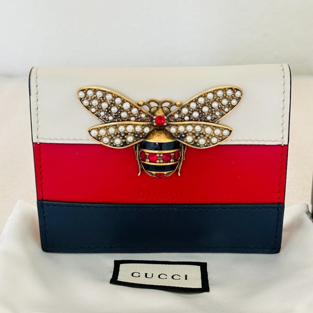 💯 Authentic Discontinued 🐝 GUCCI 🐝 Calfskin Queen Margaret Card Case Wallet